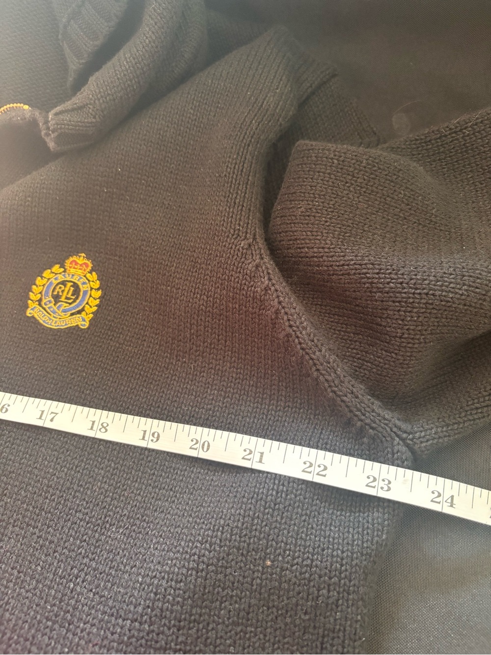 Lauren by Ralph Lauren Black Zip up Hoodie Sweater with Gold Crest 1X - Picture 7 of 10